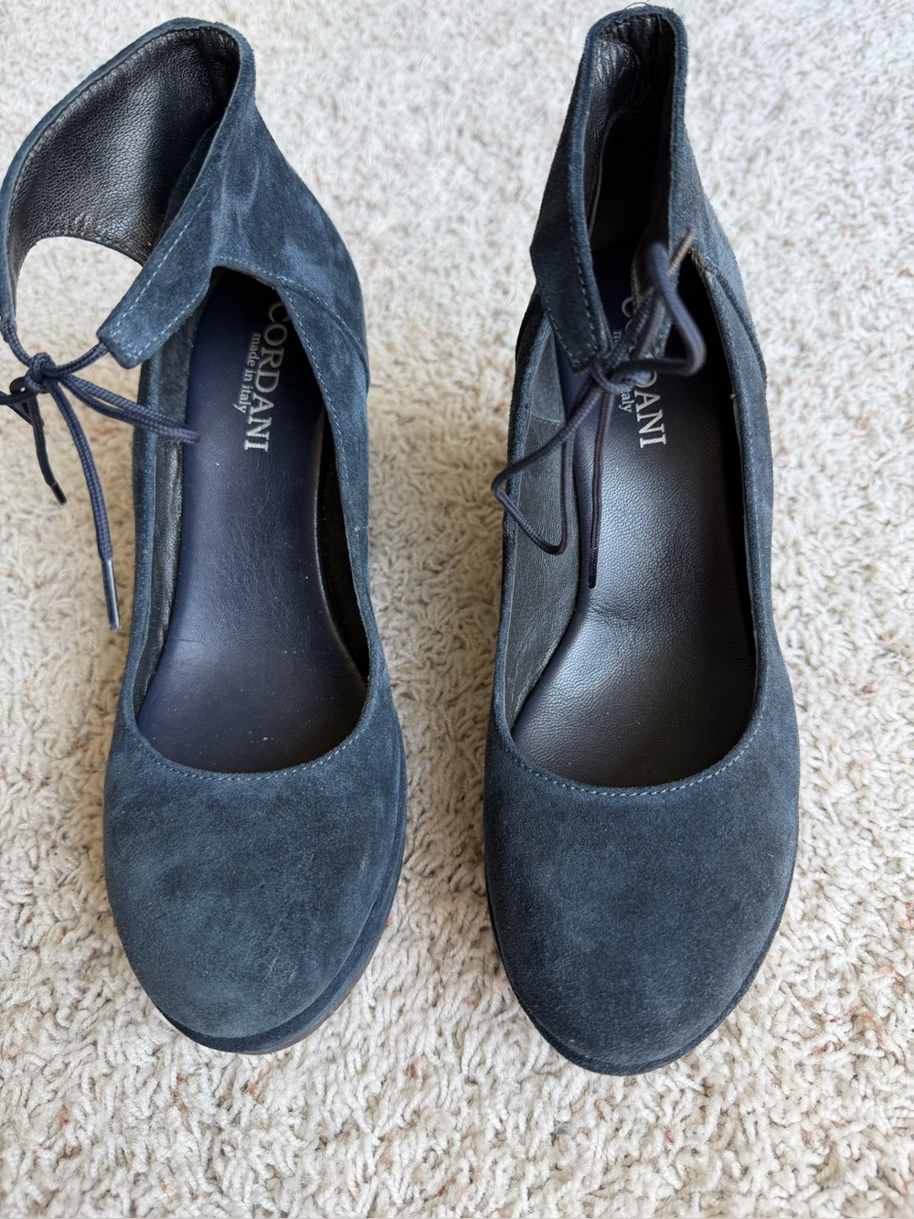 Cordani Navy Suede Lace-Up Heels